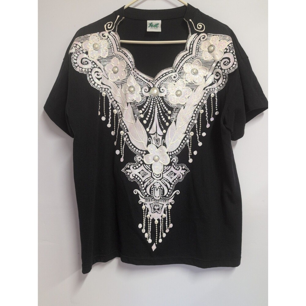 Vintage Fast Fashion of California Shirt Women Black Glittered Design. 2Xl ?